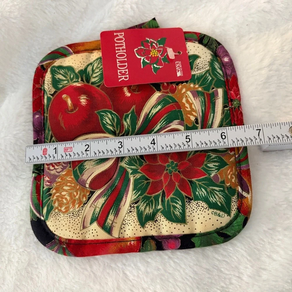 Barth‎ & Dreyfuss Potholders Set 3 Christmas Poinsettia Apple Vintage Red Green